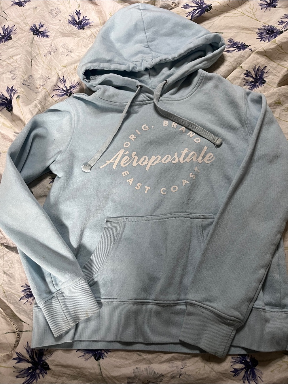 Aeropostale Light Blue Pullover Hoodie with White Logo